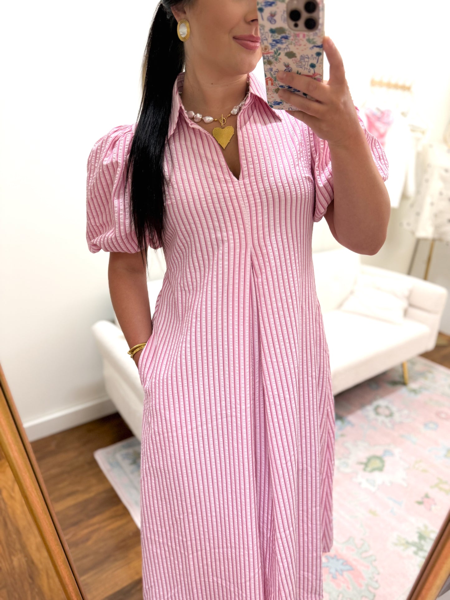 Pink Striped Maxi Dress