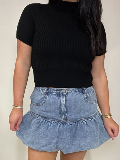 Everyday Ribbed High Neck Knit Top
