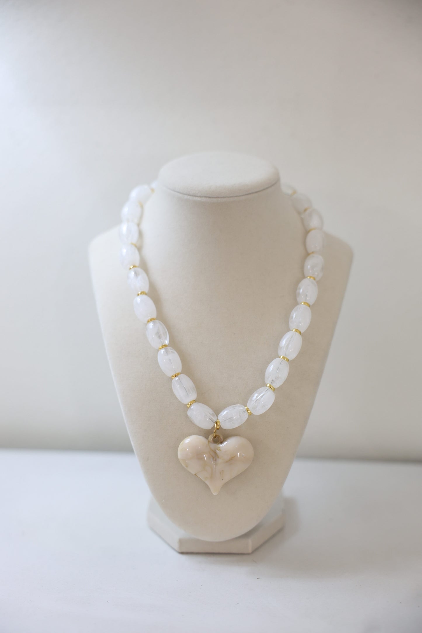 White Heart Chunky Necklace