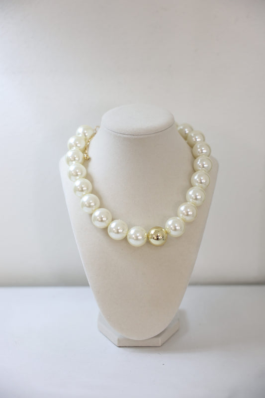 Chunky Gold Pearl Necklace