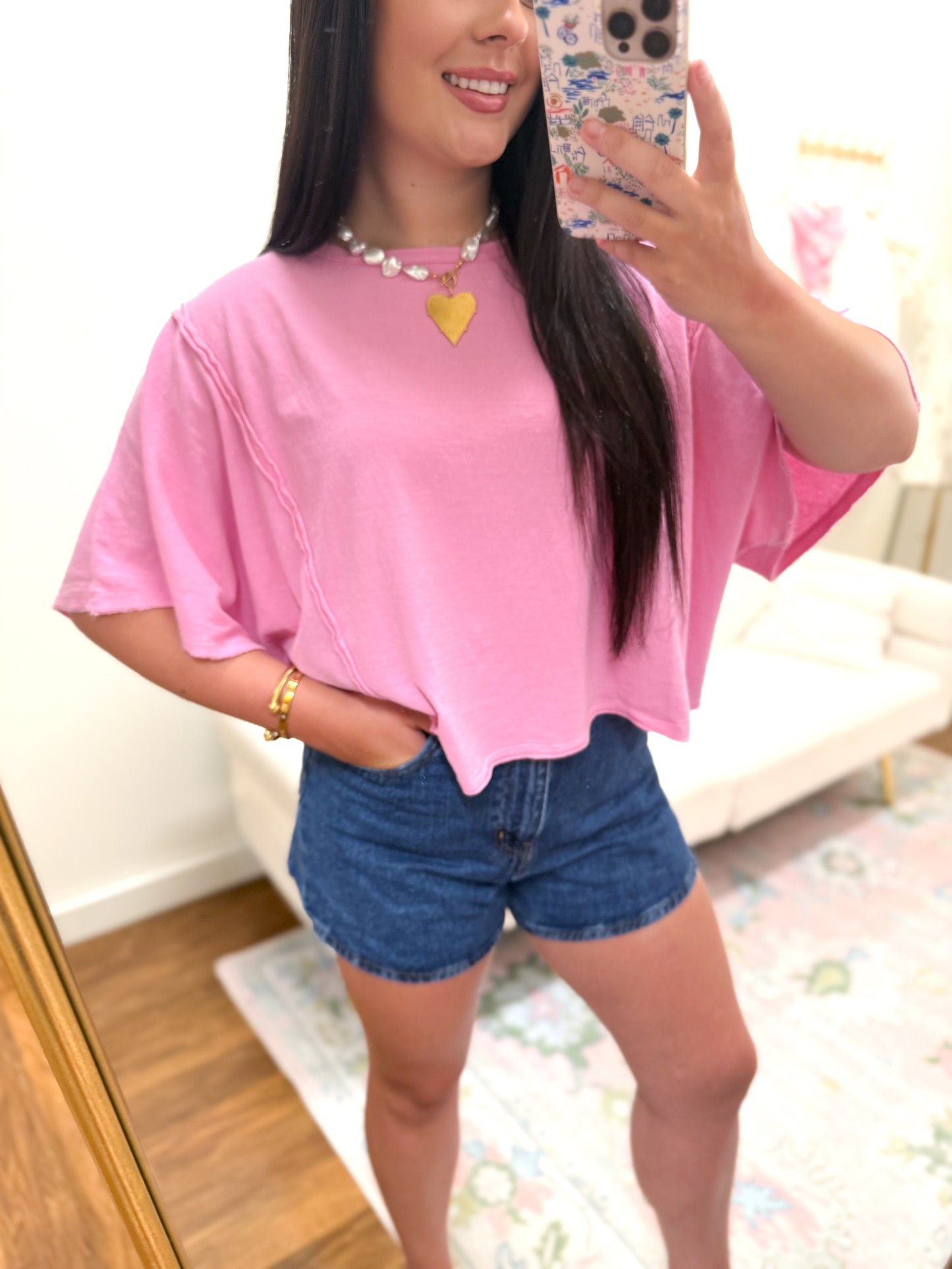 Pink Cotton Dolman Top