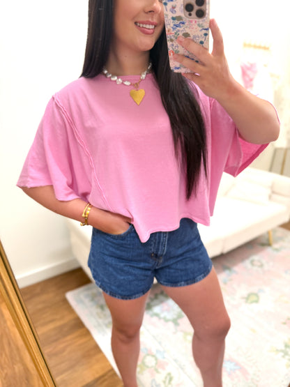 Pink Cotton Dolman Top