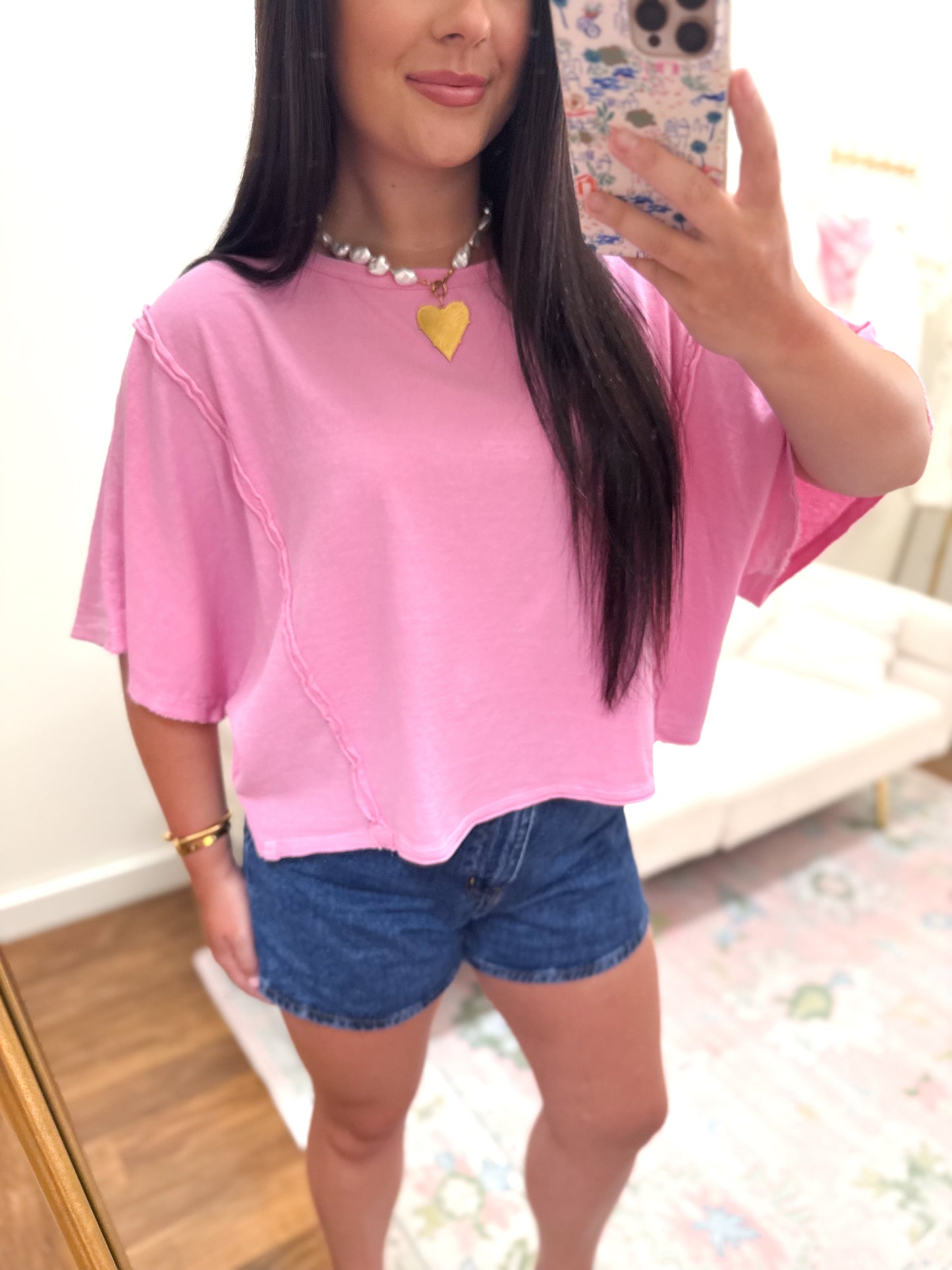 Pink Cotton Dolman Top