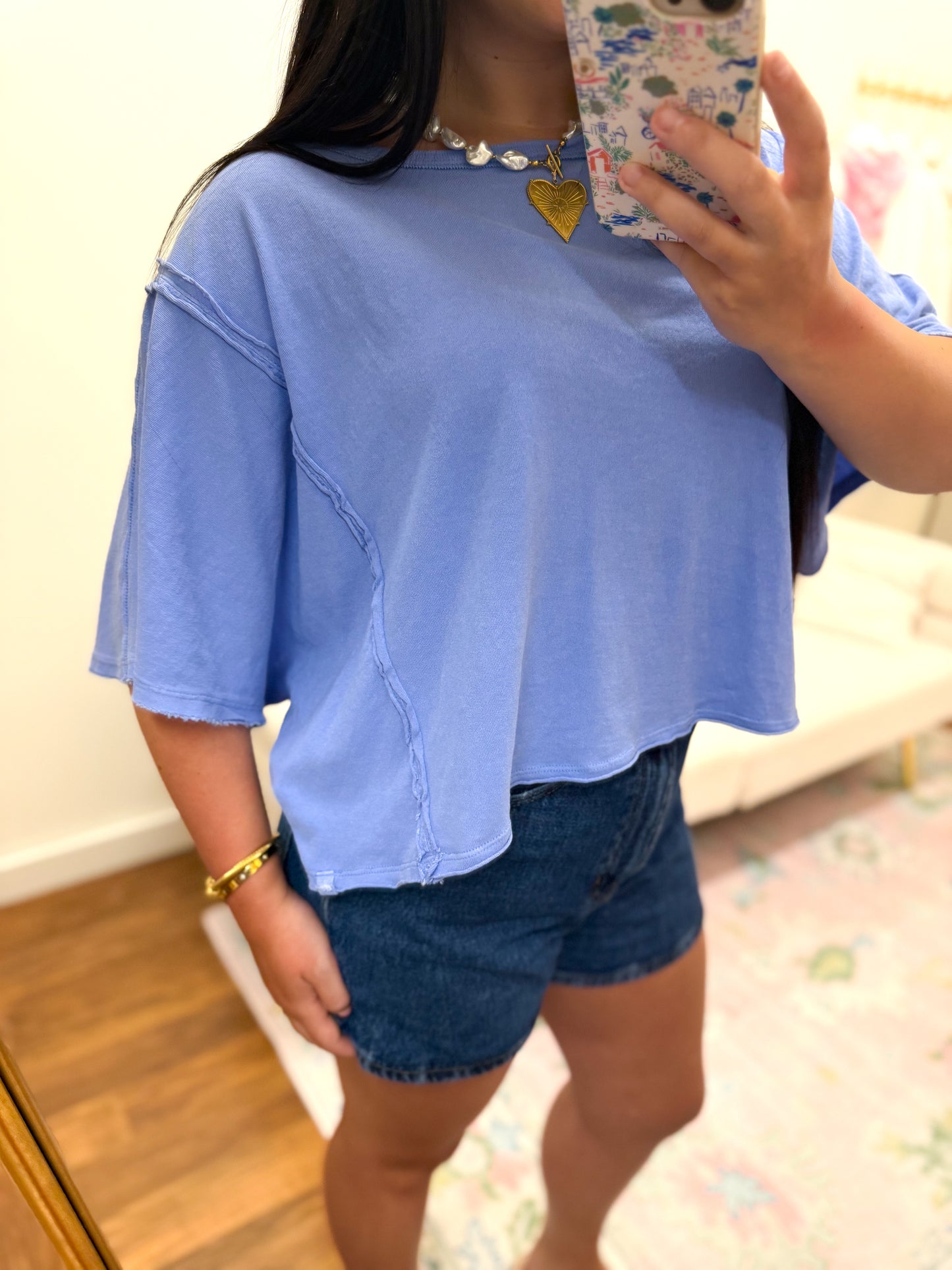 Blue Cotton Dolman Top