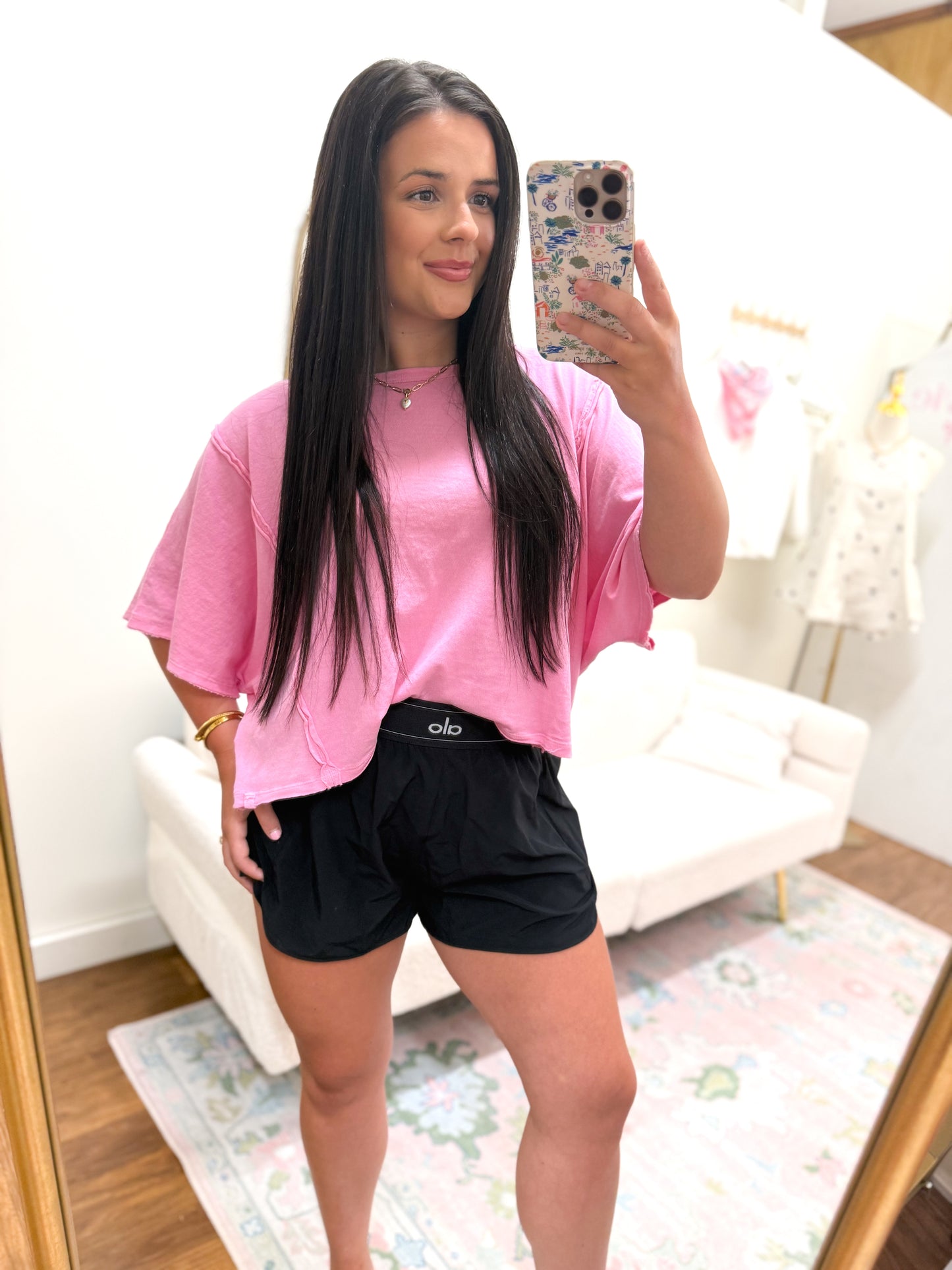 Pink Cotton Dolman Top