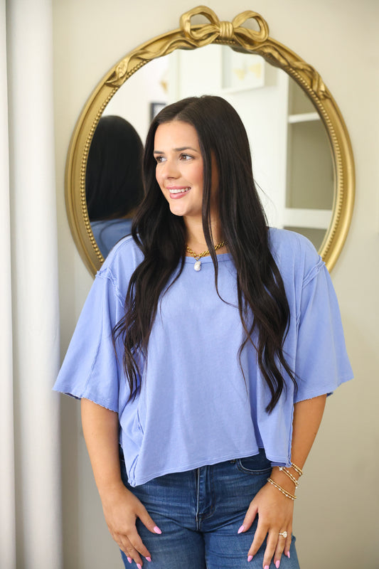 Blue Cotton Dolman Top