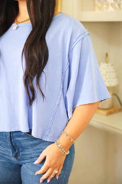 Blue Cotton Dolman Top
