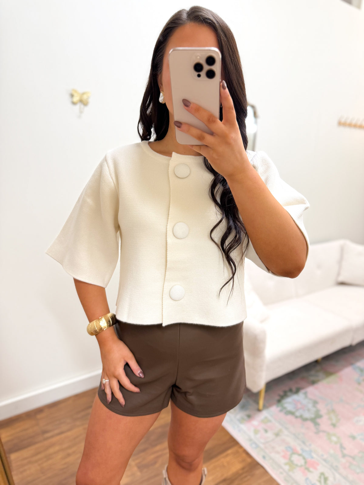 Make a Statement Button Sweater - Cream