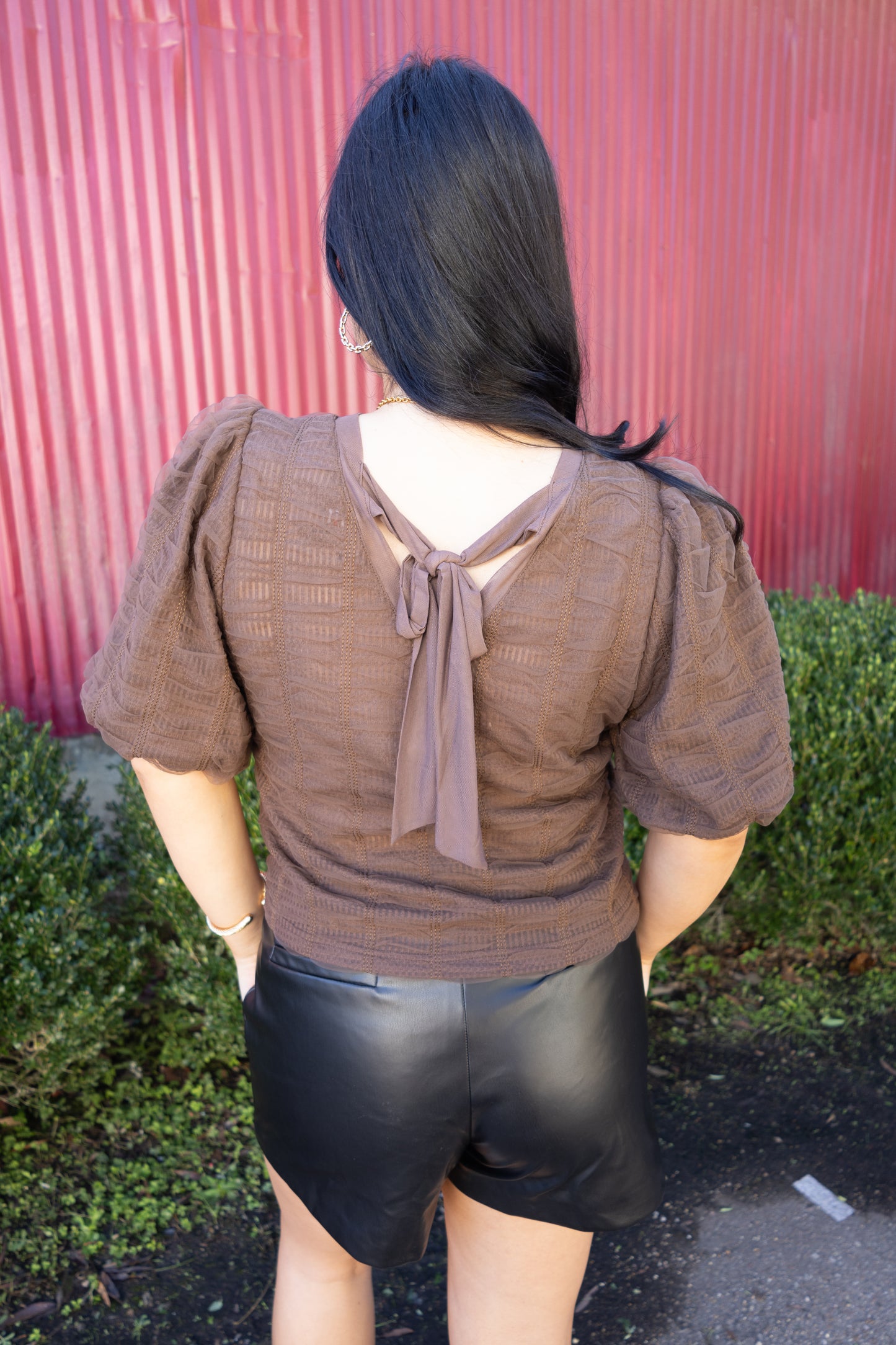 Espresso Tie Back Blouse