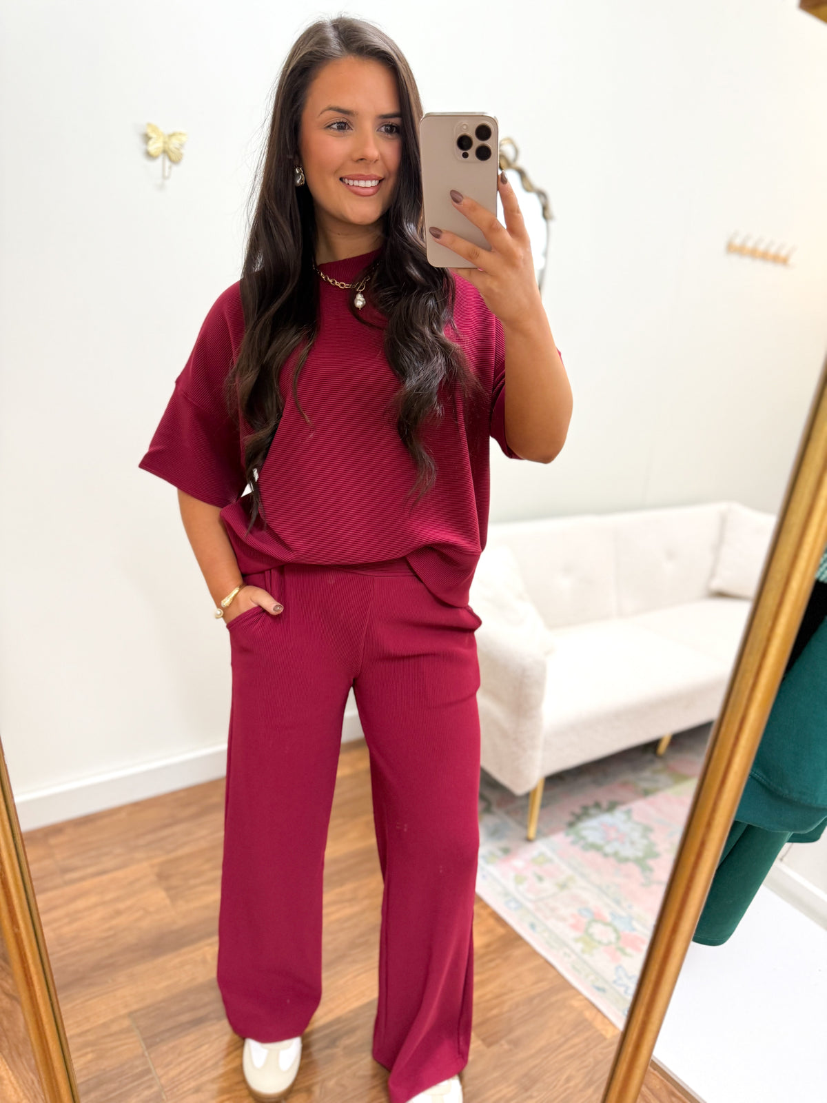 Cabernet Ribbed Pant Set