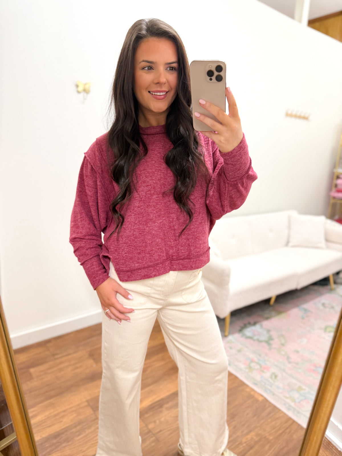 Softest Cabernet Sweater W / Hem