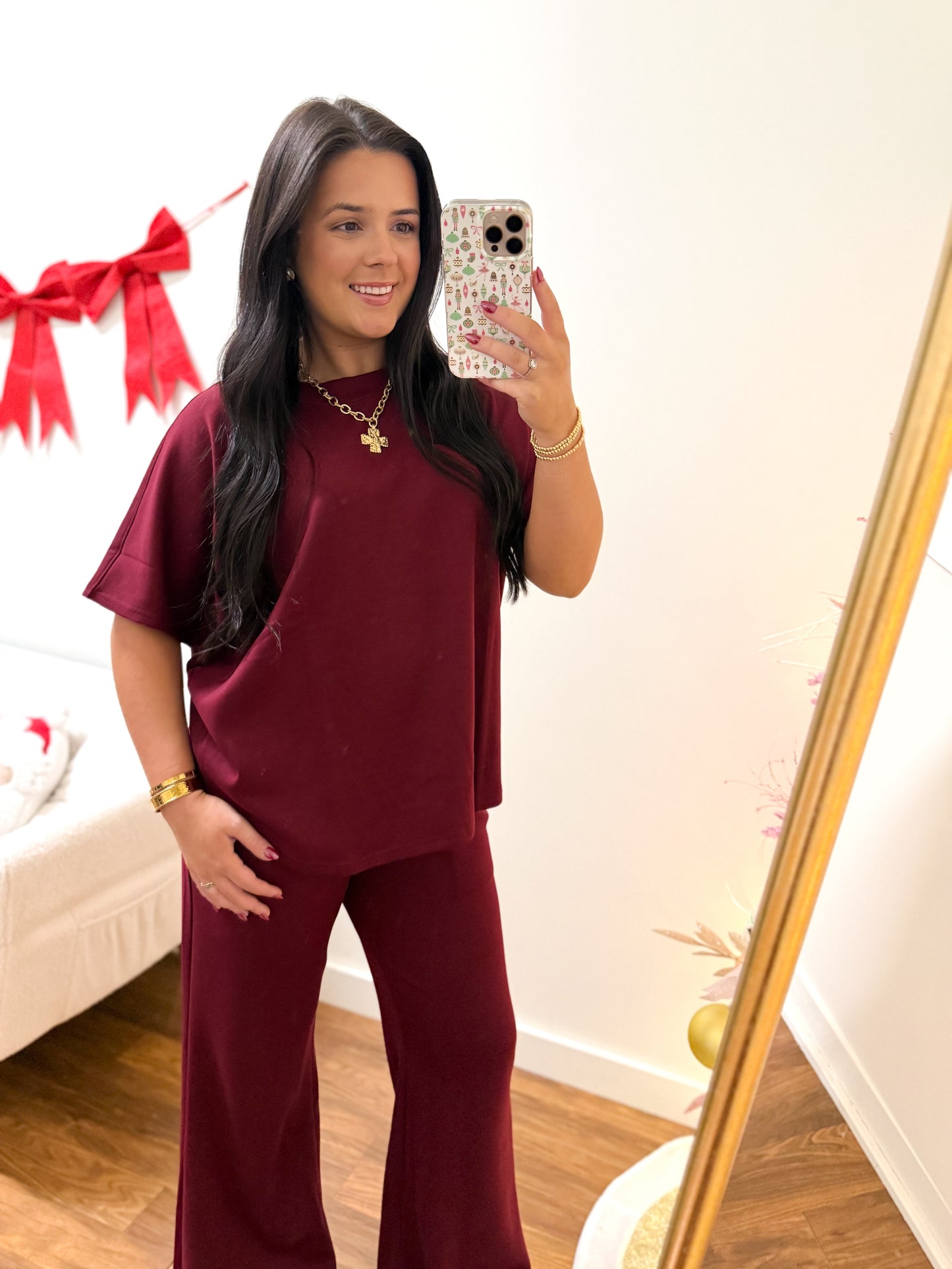 Burgundy Scuba Pant Set