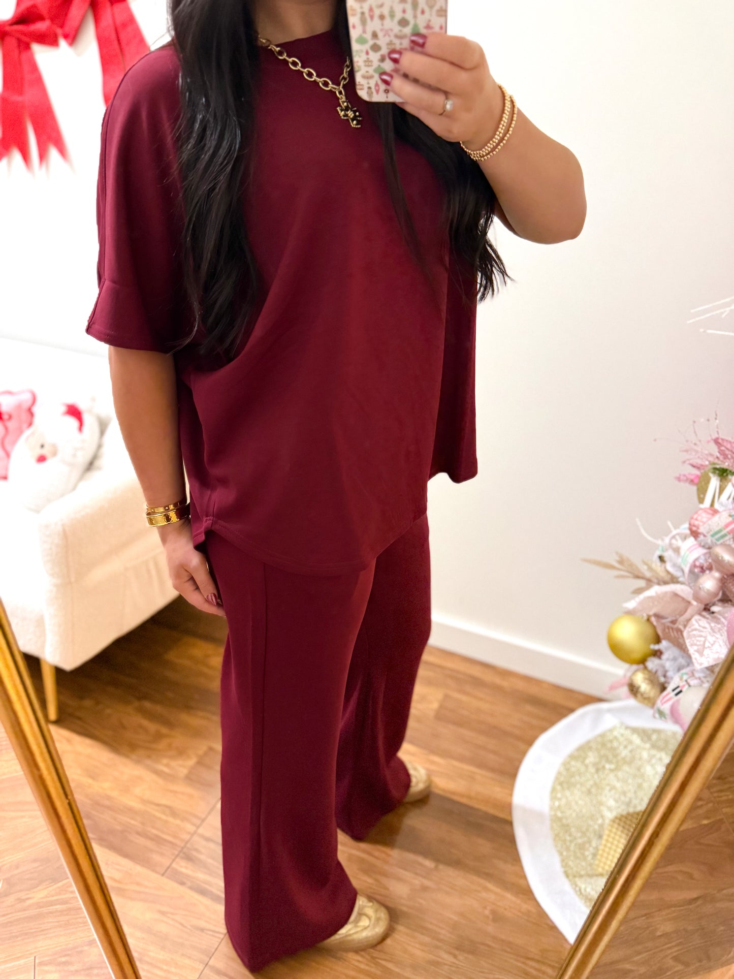 Burgundy Scuba Pant Set