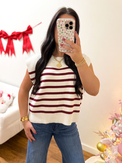 Cabernet Striped Sweater Vest