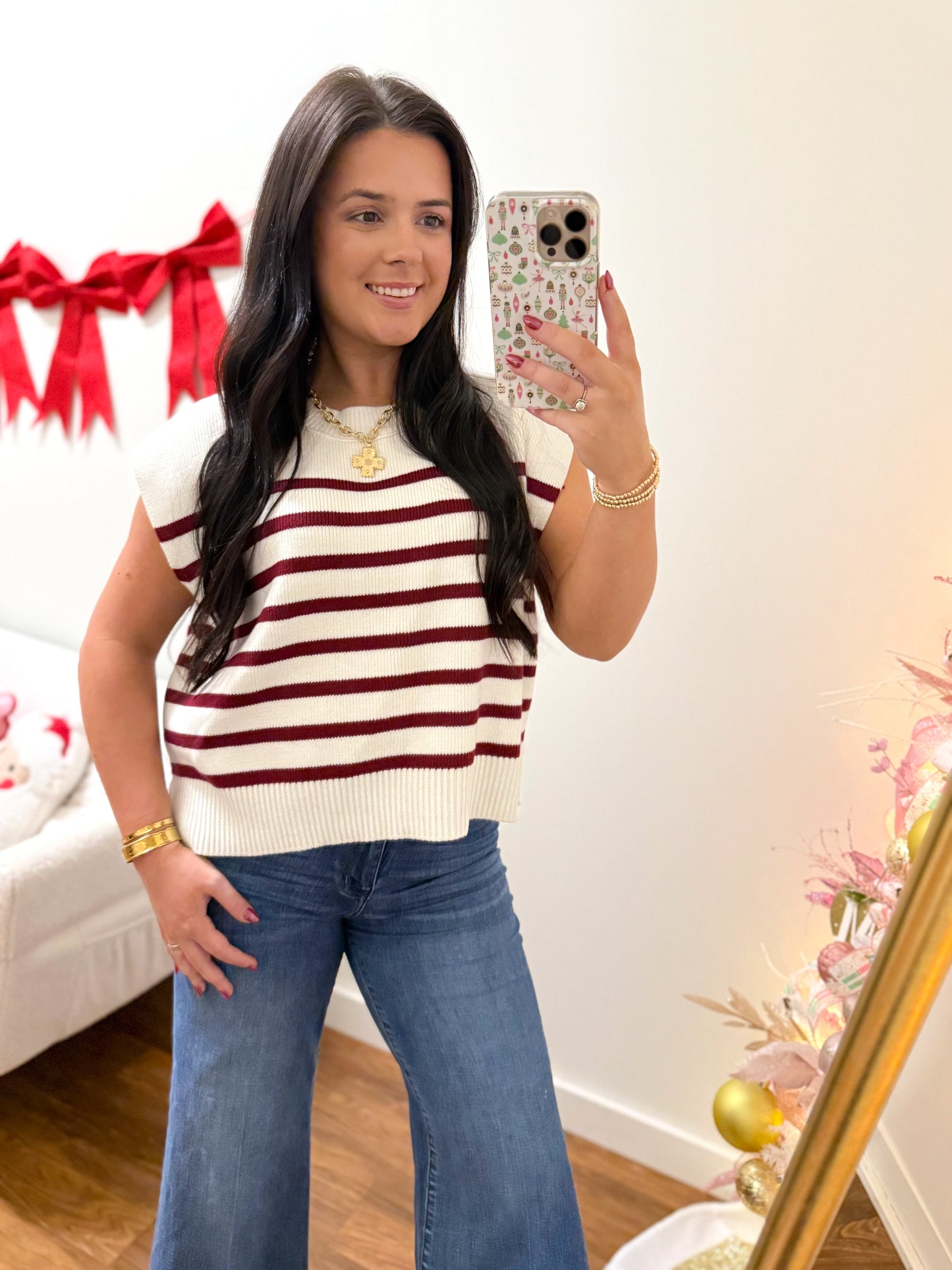 Cabernet Striped Sweater Vest