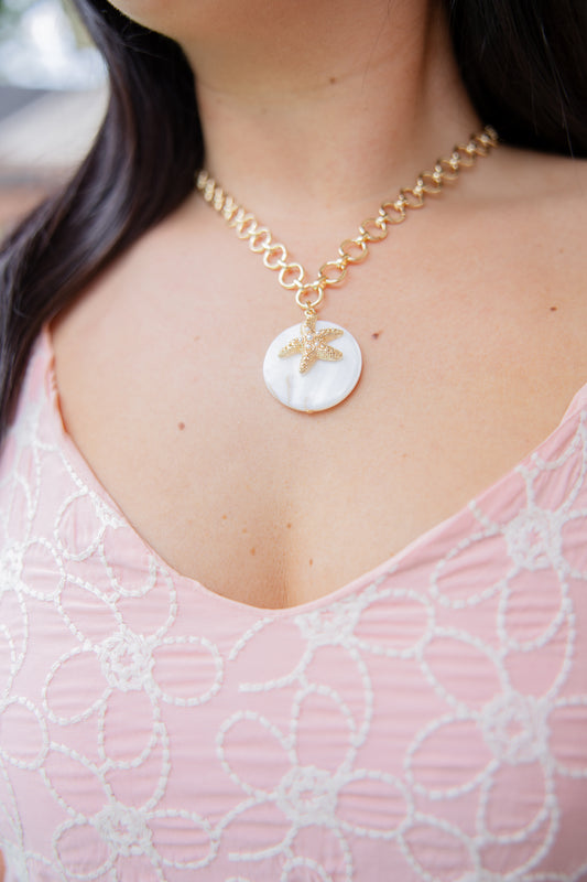 Shell and Starfish Charm Necklace