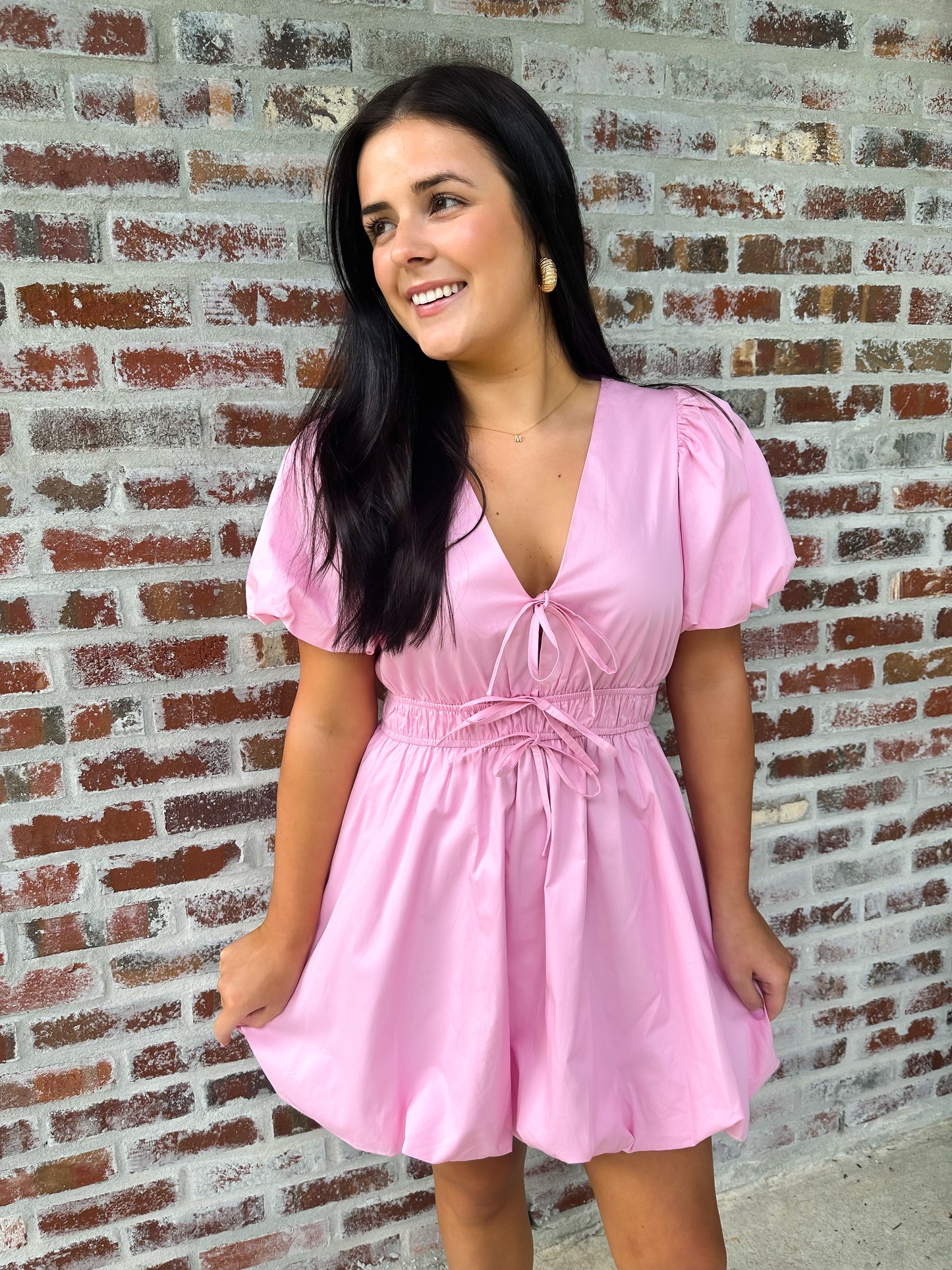 Pink Bubble Hem Dress