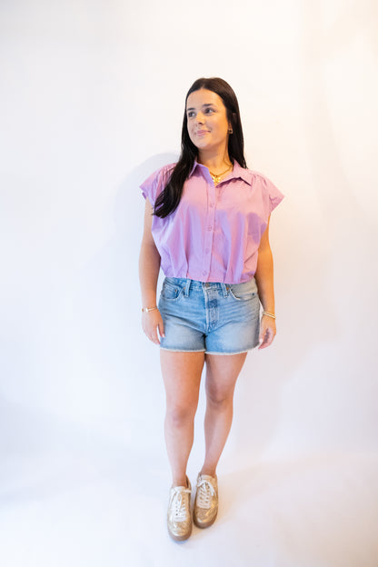 Collared Lavender Top