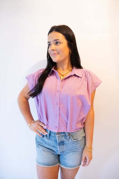Collared Lavender Top