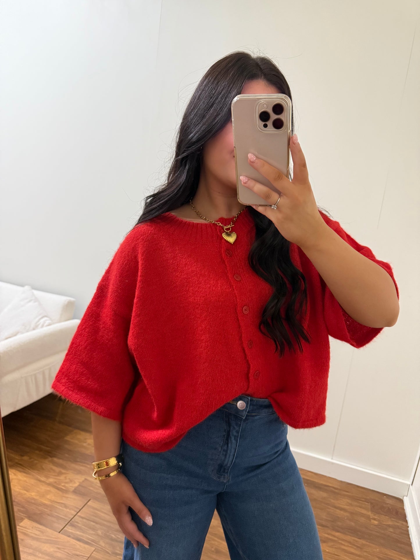 So Soft Red Cardigan