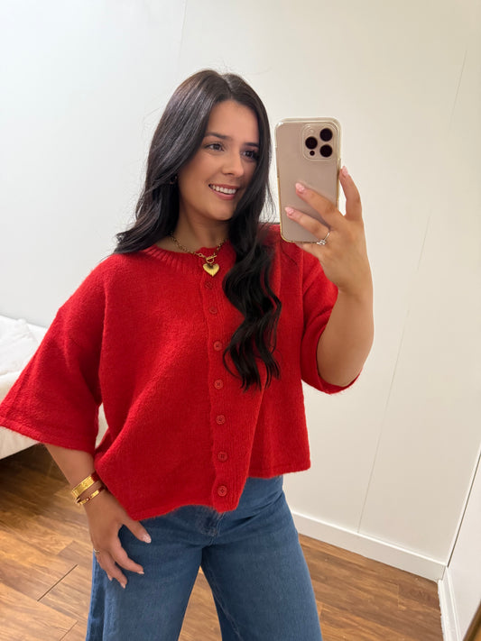 So Soft Red Cardigan