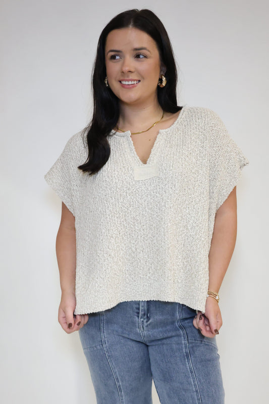 Patch Split Neck Top