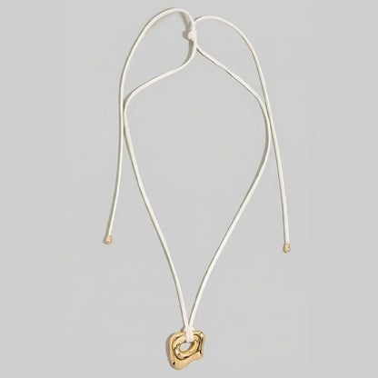 Abstract Gold Pendant Adjustable Cord Necklace