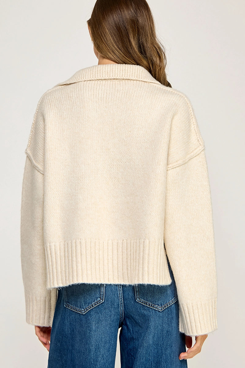 Polo Collar Soft Sweater
