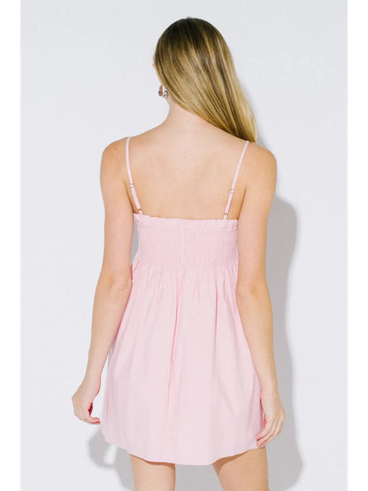 Smocked Pink Mini Dress