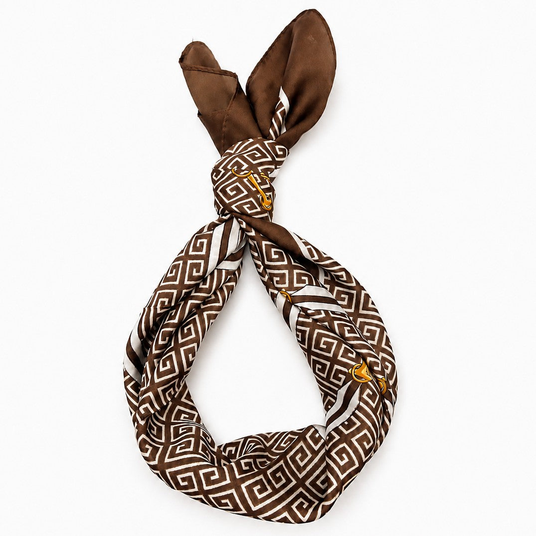 Geometric Print Silk Scarf
