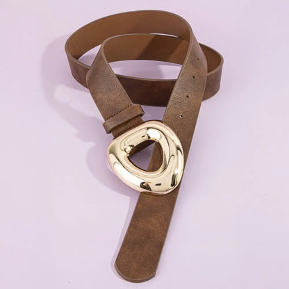 Vegan Leather Abstract Open Buckle Belt