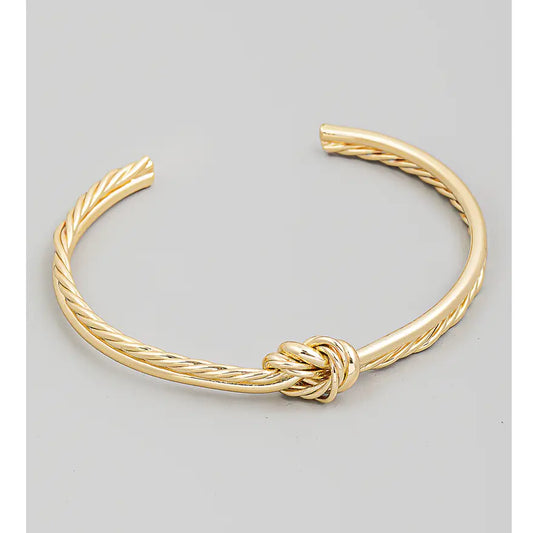 Wire Smooth Rope Knot Open Cuff Bracelet