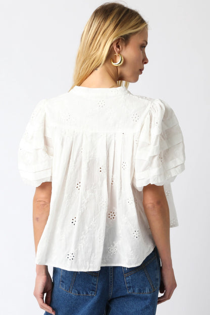 Eyelet White Bubble Top