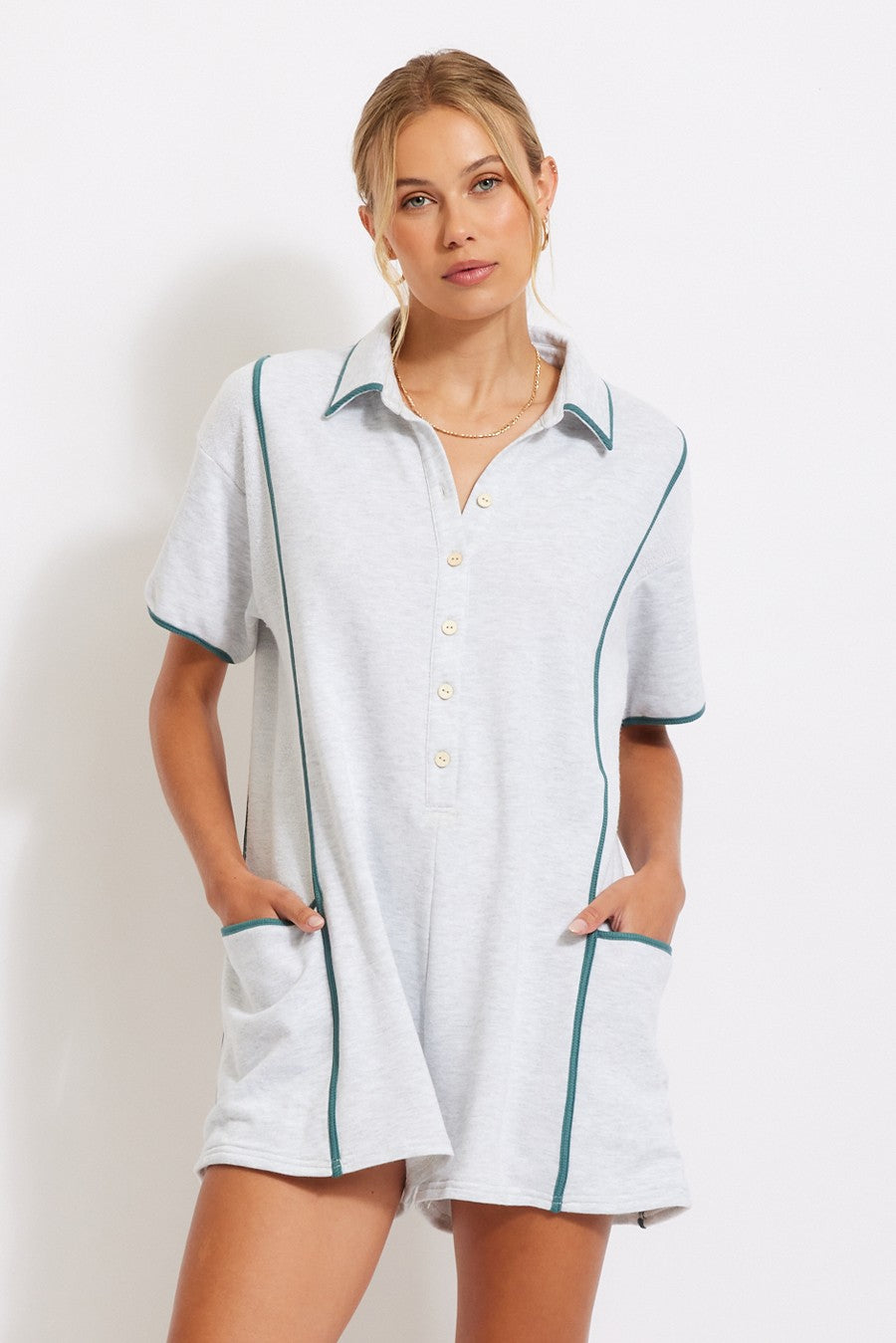 Cotton Terry Contrast Romper