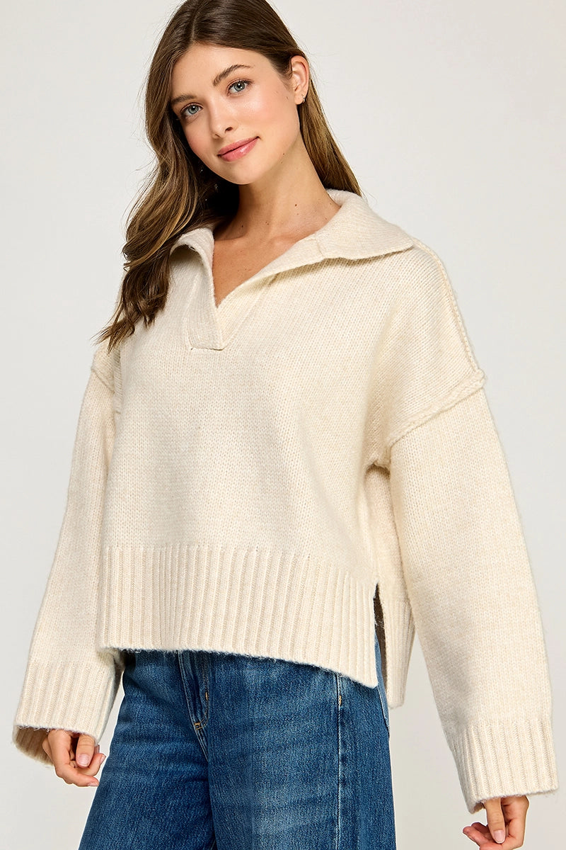 Polo Collar Soft Sweater