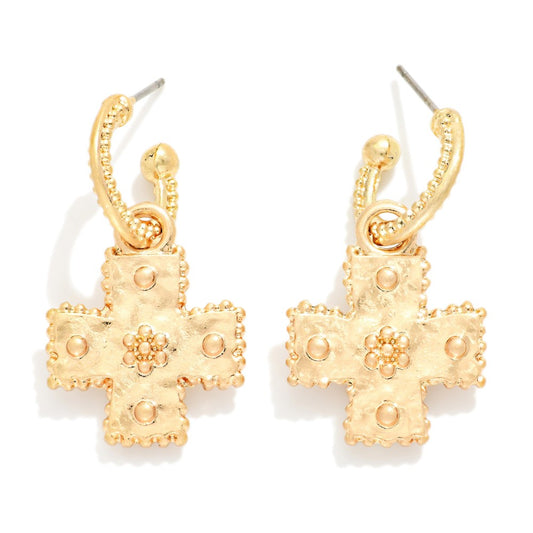 Cross Drop Earrings