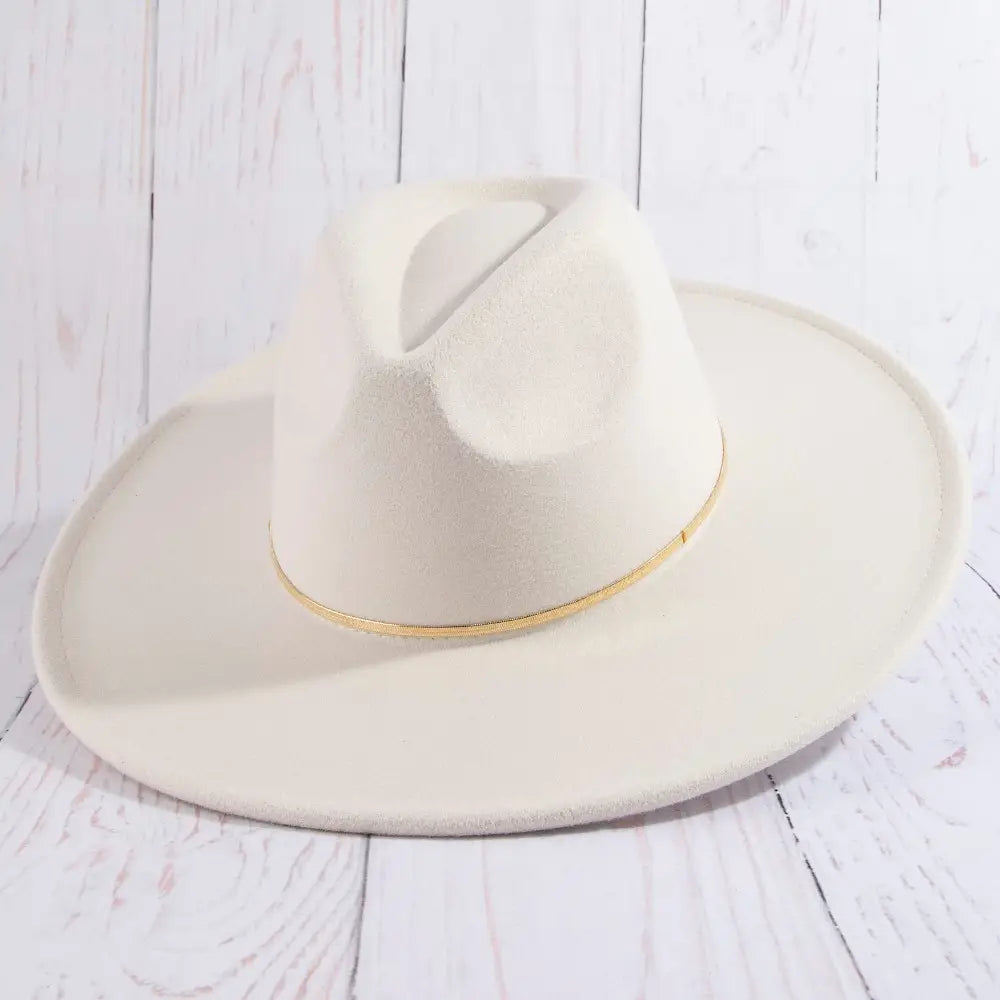 Flat Brim Herringbone Chain Fedora Hat