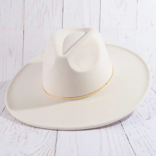 Flat Brim Herringbone Chain Fedora Hat
