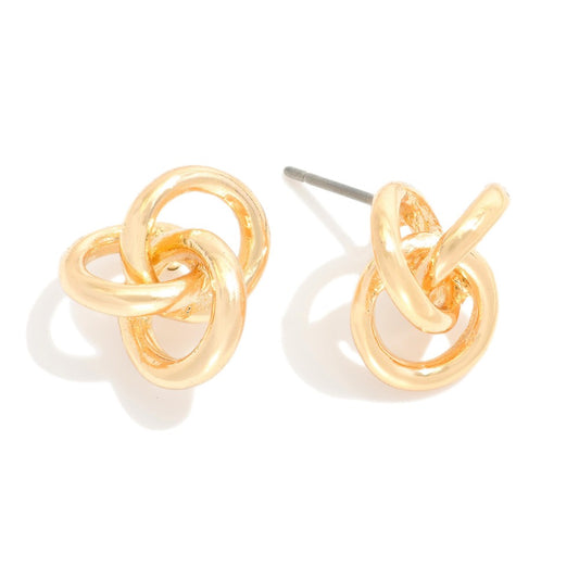 Gold Knotted Stud Earrings