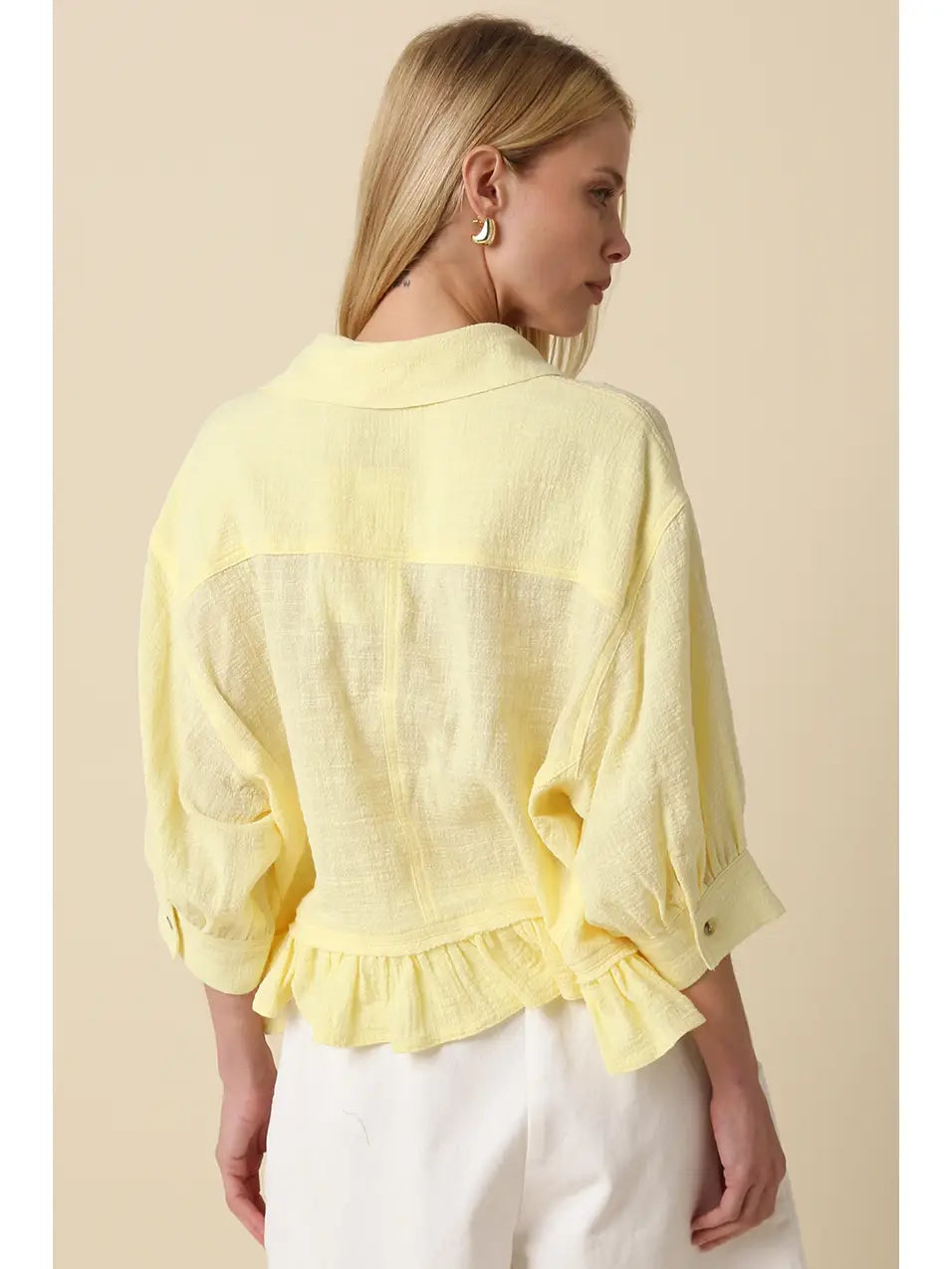 Butter Yellow Ruffle Hem Top