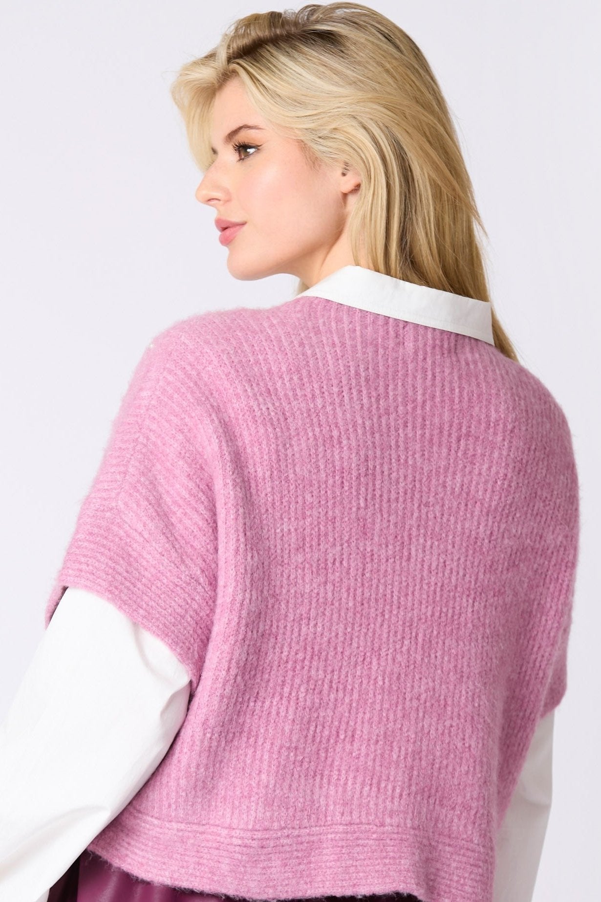 Rose Pearl Mock Neck Sweater Top