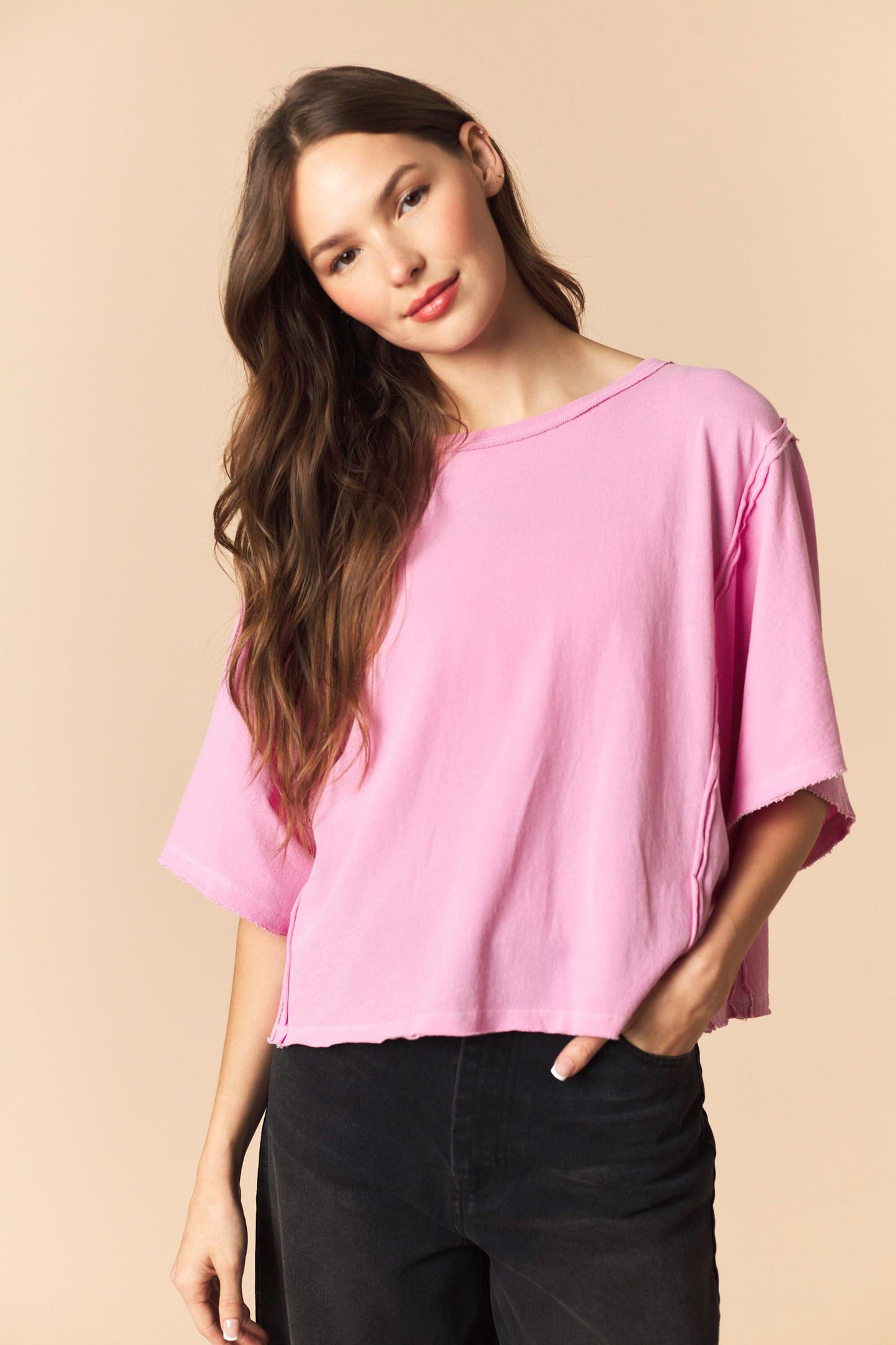 Pink Cotton Dolman Top