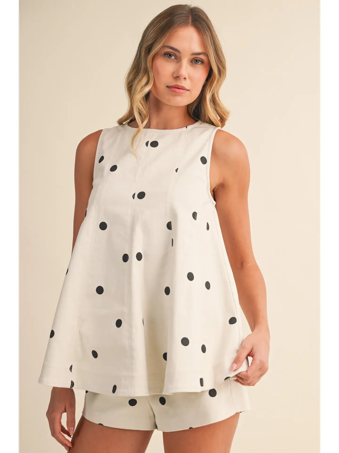 Denim Polka Dot Short Set