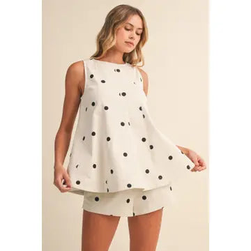Denim Polka Dot Short Set