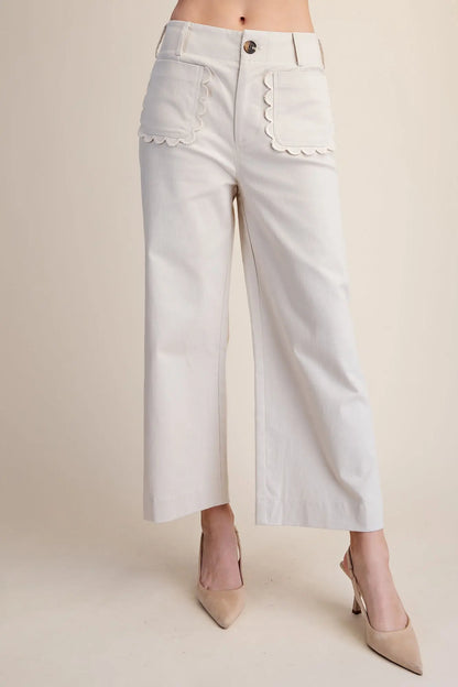 Colette Scallop Pocket Wide-Leg Pants