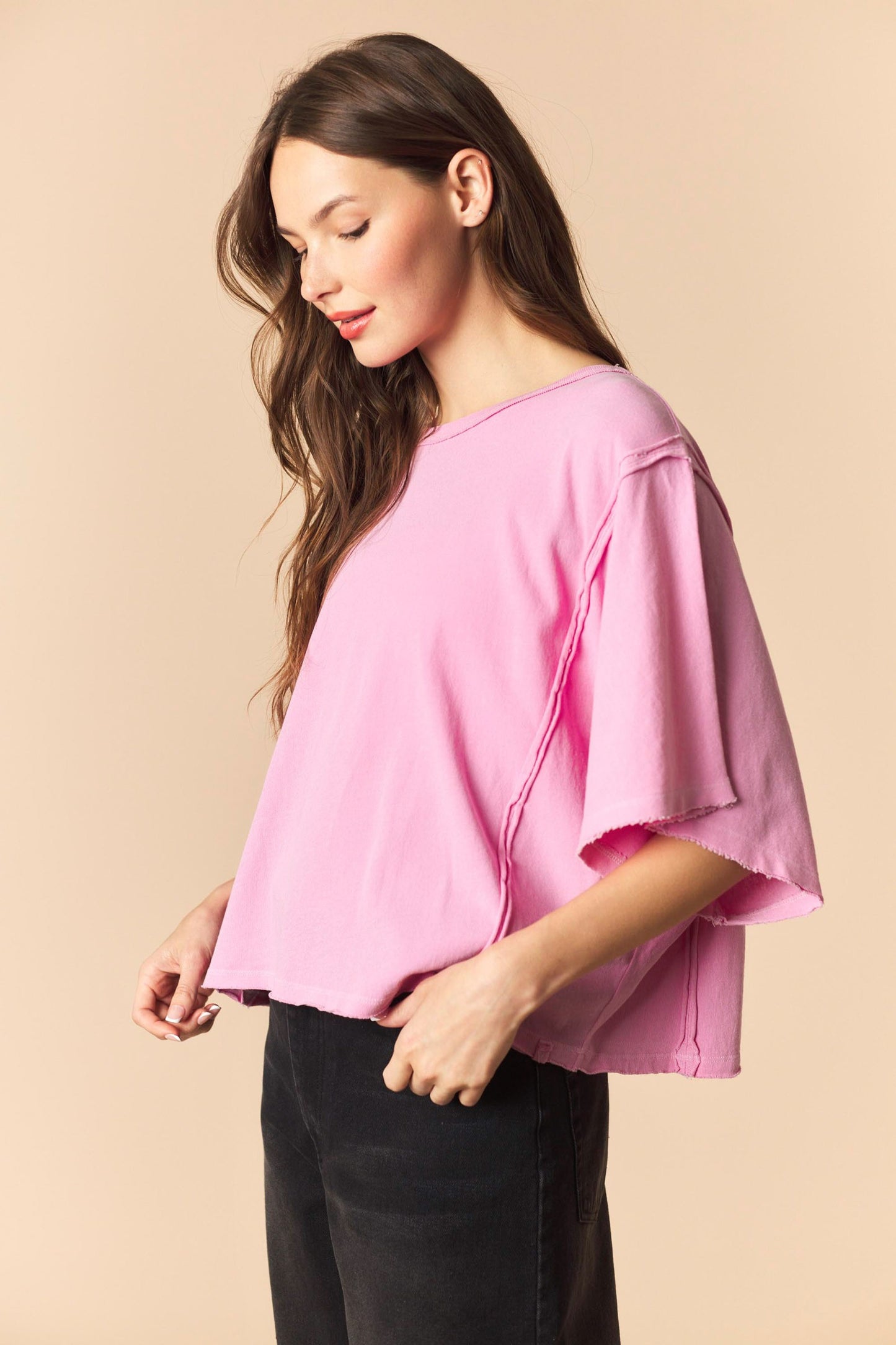 Pink Cotton Dolman Top