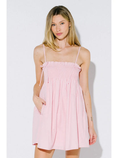 Smocked Pink Mini Dress
