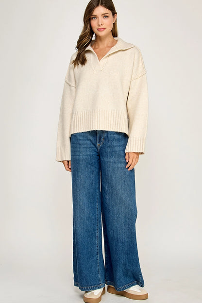 Polo Collar Soft Sweater